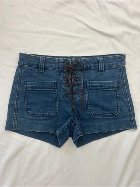 Design Lab Lord & Taylor Lace-Up Denim Shorts